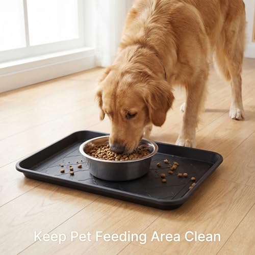 Kingrol 4-Pack Shoe Tray for Entryway Indoor, Small Boot Tray 16.5", Multi-Purpose Waterproof Mat for Shoes, Pet Bowls, Plants & Cleaning Supplies, Floor Protection Tray