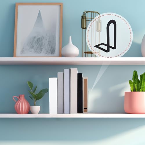 Chunful 12 Pcs Black Modern Metal Book Ends for Shelves Decorative Small Bookends Book Shelf Organizer Minimalist Design Stopper to Hold Books for Home Office (5.5 * 3.75 * 2.25inch) - color: Black, size: 5.5*3.75*2.25inch
