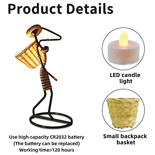 Creative Tea Candle Holder Tealight Holder with Bamboo Baskets and Candle Lights, Great for Decorative Home Decor Centerpiece, Unique Candle Holders - color: Led Candle Light-1