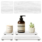4 Pack Water Absorbing Stone Drying Tray for Bathroom Sink Trays Kitchen Counter Diatomite Stone Quick Dry Diatomaceous Earth Mat for Sink Kitchen Soap Trays Ceramic Marble Bathroom Vanity Tray - color: Marble Light Gray