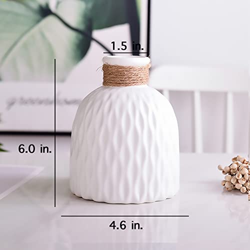 Ceramic Vase-Flower Vase Dried Flower Vase for Modern Home Decor, Fit for Foyer Living Room Fireplace Bedroom Kitchen,Decent Gift, 6.0" H (White) - color: White