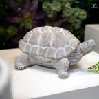Modern Small Standing Turtle Figurine, Unique Cement Figurines, Handcrafted Decorative Washed Concrete Finish White Sculpture for Home, Garden,Office: 12.50"x9.00"x5.75"H - size: 12.50"x9.00"x5.75"H