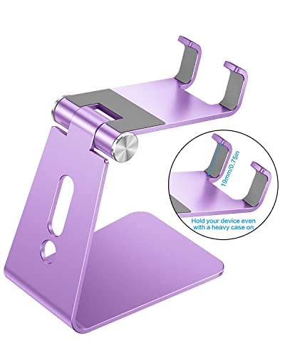 OMOTON Adjustable Cell Phone Stand, C2 Aluminum Desktop Phone Holder Dock Compatible with iPhone 15 14 13 Xs XR 8 Plus 7 6, Samsung Galaxy, Google Pixel, Android Phones, Purple - color: Purple
