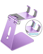 OMOTON Adjustable Cell Phone Stand, C2 Aluminum Desktop Phone Holder Dock Compatible with iPhone 15 14 13 Xs XR 8 Plus 7 6, Samsung Galaxy, Google Pixel, Android Phones, Purple - color: Purple