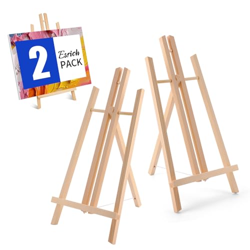 ESRICH 2 PCS 16 Inch Tabletop Easel,Tabletop Easel for Painting Party, Wooden Tabletop Display Easels, Painting Easel for Displaying Canvases, Photos, Display Tripod Holder Stand for Students Kids - style: 16"-2P