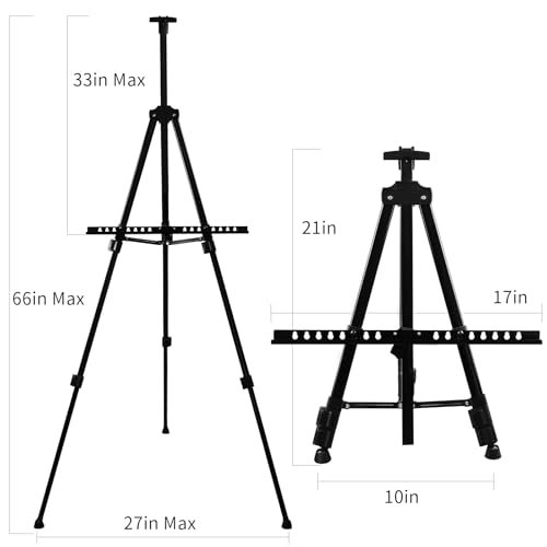 RRFTOK Artist Easel Stand,Metal Tripod Adjustable Easel for Painting Canvases Height from 21" to 66" with Reinforced Triangle,Carry Bag for Table-Top/Floor Drawing and Didplaying(3pack). - style: 66BL 3-pack