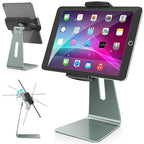 AboveTEK Elegant Tablet Stand, Aluminum Holder for 7-13 inch Tablets, Desktop Kiosk POS Stand Compatible w/iPad Pro Air Mini, Galaxy Tab, Tablet Mount for Store Office Reception Kitchen (Gray) - color: Gray