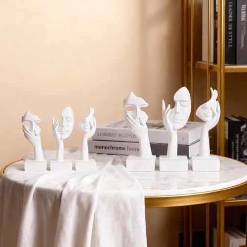 3 Pcs Thinker Large Statue Set - White Art Abstract Home Accent Figurines for Living Room, Bedroom, Shelves, Office Desktop, Coffee Table Decor, Gift for Women (3 Pcs White, 9") - color: 3 Pcs White, size: 9"