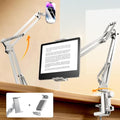 LISEN Tablet Stand iPad Stand for Desk Mount [Ultra Sturdy 2 Clamps] Kindle iPad Holder for Bed Gooseneck Phone Tablet Holder Mount fits iPhone Kindle 4-13" Device (White) - color: White