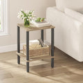 TUTOTAK End Table, Side Table, Nightstand, 2-Tier Storage Shelf, Sofa Side Table for Small Space, Living Room, Bed Room TB01BG034 - color: Greige
