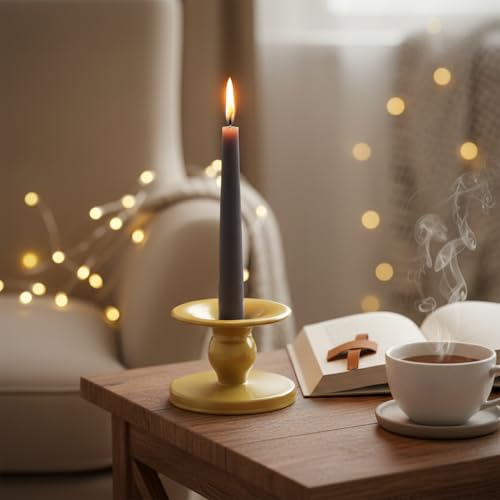 Table Gold Candle Holders – Set of 2 | Reversible Metal Candle Stand for Pillar & Taper Candles | Stylish Tabletop Candle Tray for Home Décor, Weddings & Special Occasions (Gold) - color: Gold