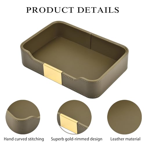 Leather Jewelry Tray Desktop Storage,Luxury Perfume Tray Nightstand Organizer Entryway Decorative Tray,for Jewelry Watch Cosmetics Keys Phone Wallet Home & Office Accessories,Olive Green - color: Olive Green