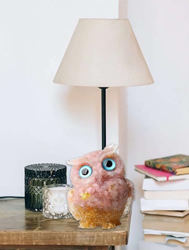 LAIDANLA 2.4" Pink Opal Owl Figurine Natural Healing Crystal Cute Owl Animal Statue Pocket Sculpture Reiki Spiritual Energy Gemstone Home Office Room Desk Decor Gifts - color: K-pink Opal