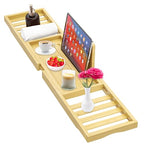 Bathtub Tray - Bath Tray Expandable - Bath Table Trays for Bathtub/Tub,Premium Bamboo Wooden, Fits Most Bath Tubs - color: Bright Yellow