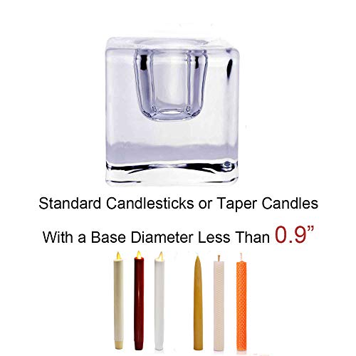 Square Glass Candle Holder Set of 2, Clear Taper Candlestick Holders, Ideal Gift for Dining Table, Wedding, Christmas and Party.… - color: Transparent 2pcs