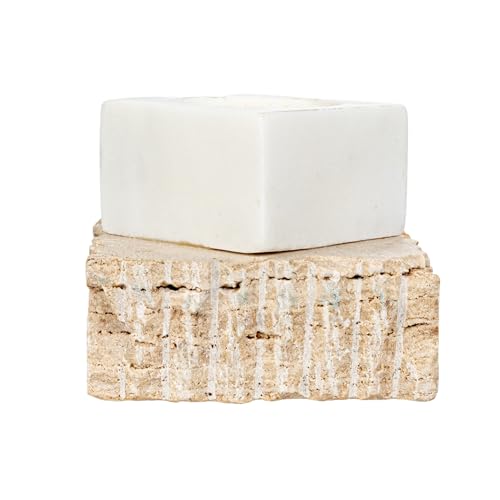 Bloomingville Decorative Marble and Travertine Candle Holder, White and Natural