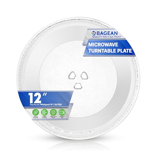 Microwave Plate Replacement for 12” W10337247 W11367904 Whirlpool Microwave Glass Plate - Rotating Oven Microwave Turntable Plate - Spinning Dish Tray Turntables For Better Reheating and Cooking - size: 12"