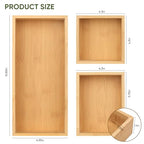 Vincona Bamboo Drawer Organizers Set, 3PCS Multi-Use Wood Storage Organizers, Desk Drawer Tray for Kitchen, Bathroom, Office, Dresser, Bamboo Box Bin for Jewelry, Makeup, Junk, Gadgets - size: 3 Grids