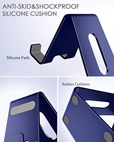 CreaDream Cell Phone Stand, Cradle, Holder,Aluminum Desktop Stand Compatible with Switch, All Smart Phone, iPhone 11 Pro Xs Max Xr X Se 8 7 6 6s Plus SE 5 5s-Navy Blue - color: Navy Blue