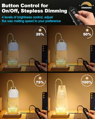 Candle Warmer Lamp with Timer - Upgraded Wax Warmer Lamp with Dimmable, Adjustable Height - Electric Candle Burner for Any Size Jar, Ideal Gift (White) - color: White