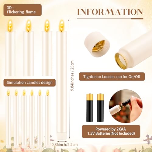 FillTouch 30 Pcs Gold Candlestick Holders with Flameless LED Candles Bulk Includes 15 Metal Candle Holders 15 Ivory Battery Operated Taper Candles for Wedding Valentines Table Centerpieces Home Decor - color: Gold Holders, Ivory Candles