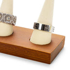 Oirlv Natural Solid Wood 3-Ring Jewelry Display Stand Creamy White Ring Organizer Holder - color: 3 Wood Creamy-white