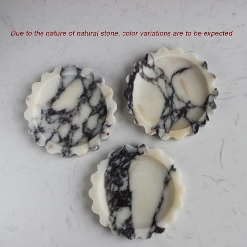 Natural Small Calacatta Viola Marble Scallop Edge Tray 6.3", Marble Jewelry Dish, Trinket Tray for Women Gift - color: Calacatta Viola