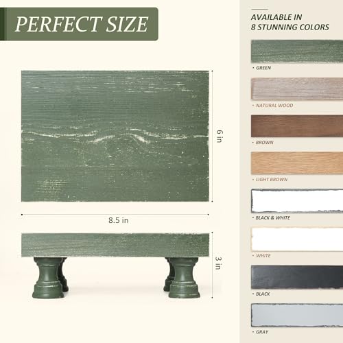 EOSAHR Pine Wood Riser Display Stand for Coffee Table – Stylish Pedestal Stand to Showcase Your Bathroom Accessories – Farmhouse Home Decor for Displaying Plant, Cupcakes and Soap Dish (Green) - color: D-Green