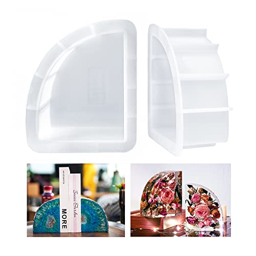 LET'S RESIN Bookends Resin Molds, 1 Pair Geode Book Organize Moulds Silicone Large, Crystal Epoxy Resin Molds for Books, Desktop Organizer, Office Home Decoration, Gift - color: Bookend Mold