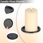OwnMy 3PCS Iron Candle Holders for Pillar Candles, 3 Inch Metal Pillar Candle Plates and Trays, Small Round Tealight Holders Elegant Candle Stands Bases for Wedding Dining Table Centerpieces, Black - color: Black-3pcs