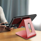 CreaDream Cell Phone Stand, Cradle, Holder,Aluminum Desktop Stand Compatible with Switch, All Smart Phone, iPhone 11 Pro Xs Max Xr X Se 8 7 6 6s Plus SE 5 5s (Red) - color: Red