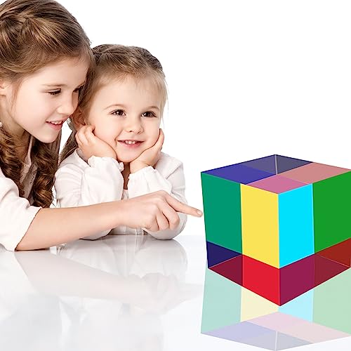 Original Optical Color Cube (40mm) - Cyan, Magenta & Yellow Subtractive Color Mixing- The Mesmerizing Sensory Object for Kid Elderly Teens and Adult - size: 40mm