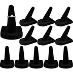 Jetec 12 Pieces Black Velvet Ring Display Stand, Jewelry Holder 2 x 2 x 2 Inches Finger Ring Display Velvet Holder Organizer for Showcase, Vendors, Wedding, Selling