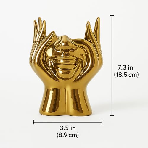 Face Vase Unique Ceramic Vase for Room,Office,Home Decor,Gold,Set - style: Gold-Set