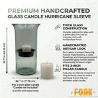 First of a Kind Glass Hurricane Pillar Candle Holder with Rustic Metal Insert, Perfect as a Centerpiece (Medium) - size: 15" Tall Clear