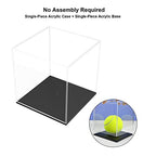 Acrylic Display Case, 4x4x4 Inch Cube Box With Matte Black Base, Clear Single-Piece Case for Softball Collectibles Figurines Mini Figures