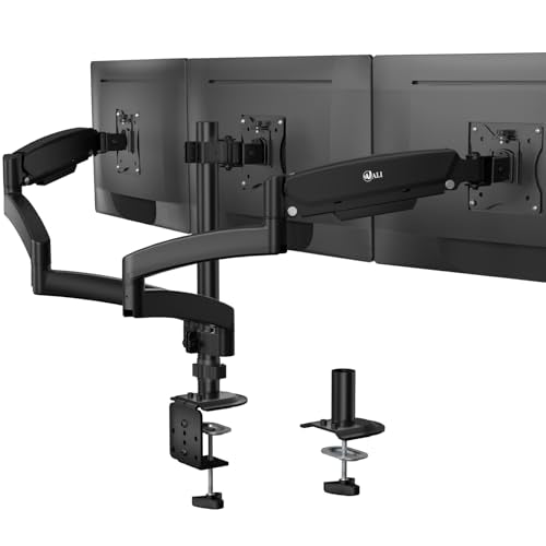 WALI Triple Monitor Mount, 3 Monitor Desk Mount for Screens 13-33 Inch, Multiple Monitors Stand with Tilt, Swivel, Rotation, Mounting Holes 75/100 mm, Black - size: 13"-33", style: Triple Arms