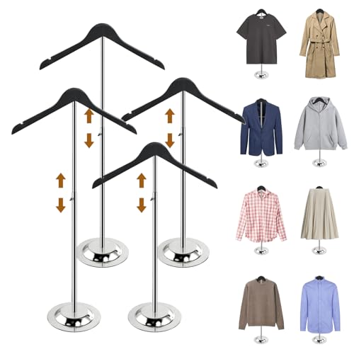 Adjustable Shirt Display Stand 4 Pcs, 20-35 Inch Height Tshirt Display Stand for Vendors, Wood T Shirt Mannequin Display forShirt, Jacket, Coat at Clothing Vendor Events, Trade Fair, Trade Show(Black) - color: Black, size: 4Pcs