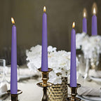 BOLSIUS 10 Inch Purple Taper Candles - 8 Hours Burn Time - Premium European Quality - 10 Pack Unscented Smokeless & Dripless Household Taper Candlesticks - Perfect for Church, Party, & Everyday Use - color: Purple, size: 10 Count
