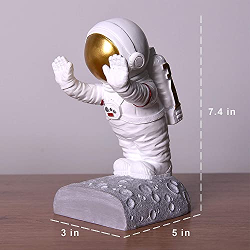 Astronaut Bookends - Space Decor for Kids Rooms & Home Office - Heavy Duty Book Holders with Anti-Slip Base - Cool Unique Design (Gold) - color: Gold