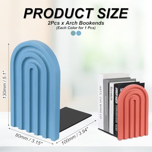 PATIKIL 2Pcs Boho Arch Bookends, Non-Skid Wood Book Ends Rainbow Wooden for Shelves Book Stopper Stand Cute for Holding Books Movie CD Home Office Library Decorative, Cyan/Light Blue - color: Cyan/Light Blue