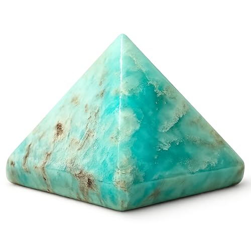 Amazing Gemstone Carribean Calcite Pyramid Crystal Healing Stones - 2" Great Pyramid Figurine of Natural Stone Pyramid for Meditation, Reiki, Chakra Balancing and Crystal Pyramids Grid - color: Carribean Calcite