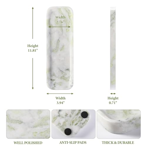 Koville Marble Tray, 12"x4" Marble Vanity Tray for Bathroom Kitchen Countertop Sink, Natural Stone Tray for Home Decor, Decorative Rectangular Narrow Catchall Tray for Jewelry Perfume - color: Bianco Palomino, size: 12" x 4" x 0.7"