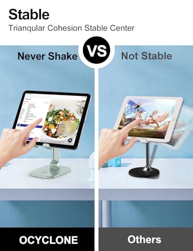 OCYCLONE Phone Stand, Adjustable Height and Angle Foldable Cell Phone Stand Holder for Desk, Taller iPhone Stand Compatible with 4.7"-13" Smartphones iPad Tablet, Light Green - color: Light Green