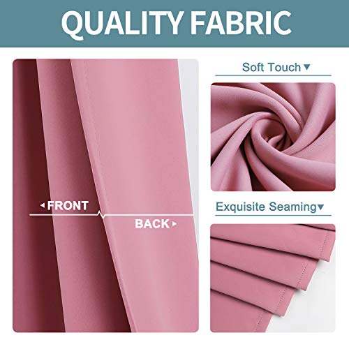 ChrisDowa Small Window Curtains 40 inches Long for Bedroom - Grommet Short Thermal Insulated Room Darkening Curtains for Kitchen (2 Panels, Pink, 29 x 40 Inch) - color: Pink, size: 29"W x 40"L (Pack of 2)