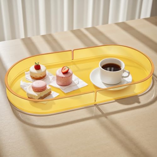 Acrylic Decorative Vanity Tray Perfume Jewelry Trinket Tray for Bathroom Counter Soap Toilet Tank Sink Small Candle Catch All Organizer, 12.6x6.3 Inches, Neon Yellow - color: Neon Yellow