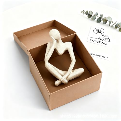 Thinker Statue Decor - Handcrafted Sandstone Abstract Sculpture for Desk, Coffee Table & Bookshelf Modern Office Decor, Artistic Home Accent for Interior Design Lovers & Art Collectors