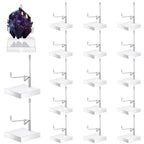 RattanView 16 Pcs Adjustable Metal Arm Display Stand Crystal Holder Easel Display with Acrylic Base Easel Rock Mineral Stand for Geodes Mineral Agate Collection(Silver) - color: Silver