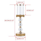 Hurricane Glass Candle Holders, Gold Pillar Candle Holders for Pillar Candle, Magnetic Glass Cover, Crystal Candlesticks Holder for Dining Coffee Table, Wedding,Events,Parties, Home Decor - size: 3 crystal balls