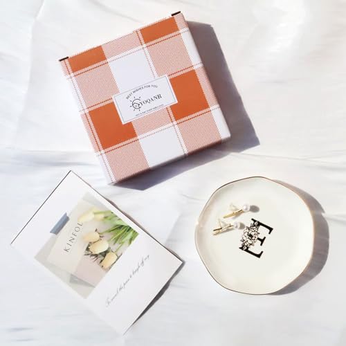 Ceramic Jewelry Tray Initial Ring Dish Personalized K-Monogrammed Engagement Wedding Gifts,Decorative Jewelry Holder for Friends,Sister,Birthday Mother's Day Christmas for Women,Ceramic White - style: K